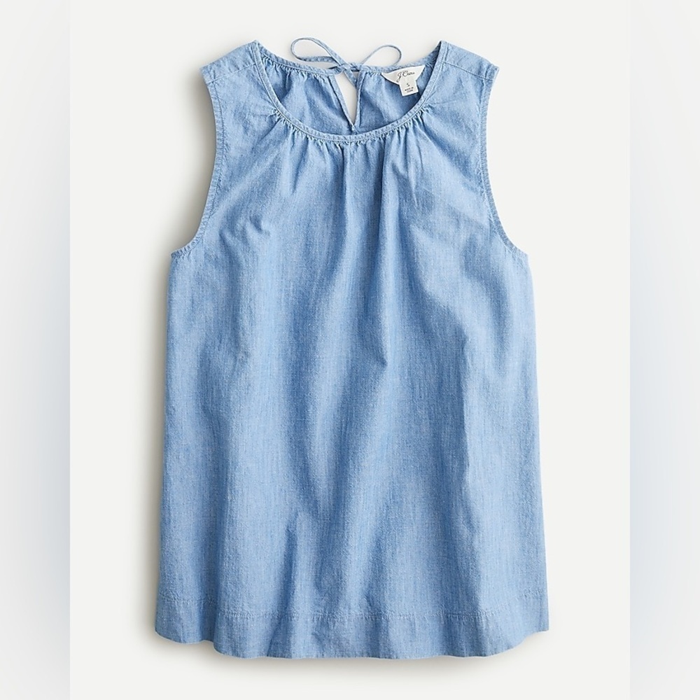 J. Crew Chambray Swingy Tank Blue Sleeveless Small Summer Beach Coastal Grandma